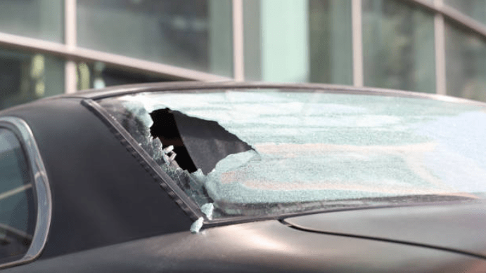 rear car window shattered for no reason